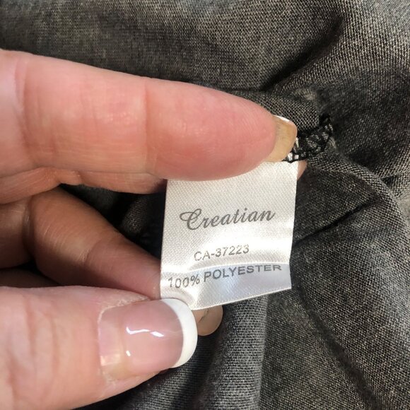 Creation Striped Asymmetrical Tunic Womens Size XL Grey Black Short Sleeve NEW - Picture 6 of 8